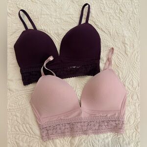 34C NWOT Jessica Simpson Purple and Pink Lace Bralette Set